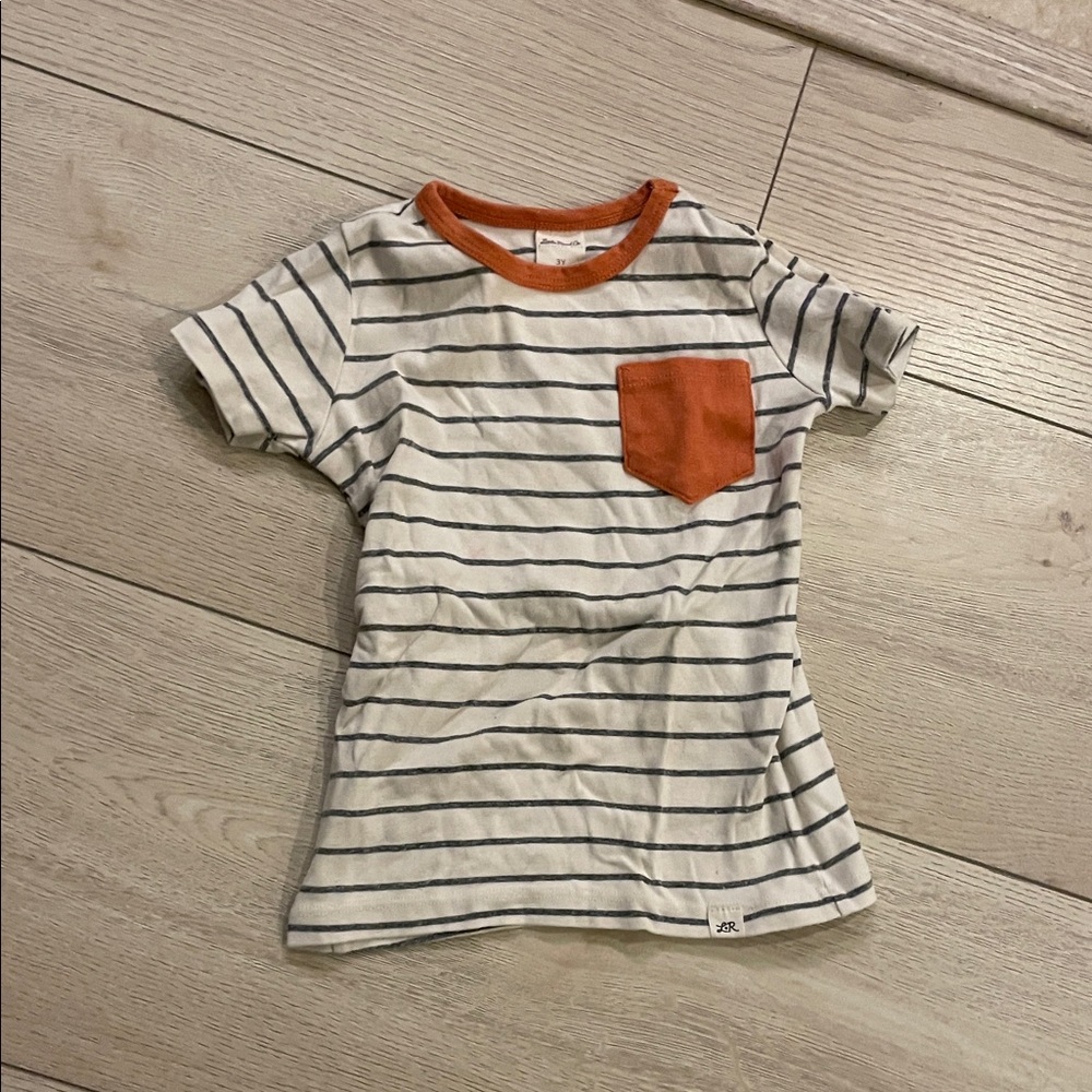 Kids Striped Tee with Orange Pocket